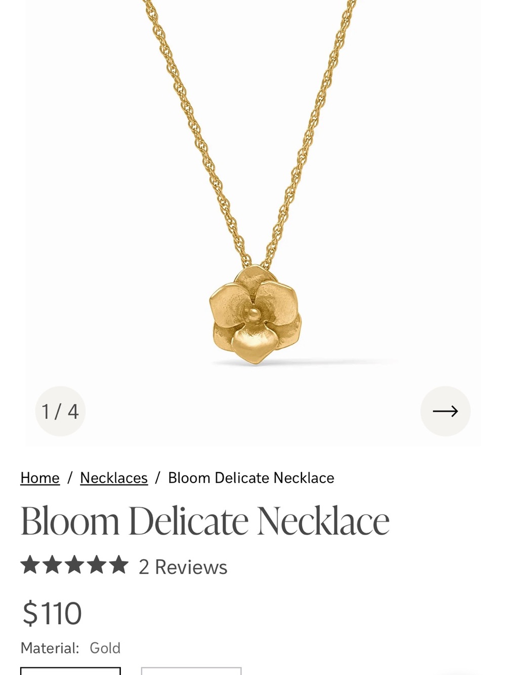 Julie Vos Gold Floral Pendant Necklace